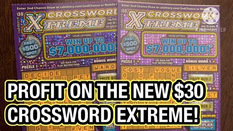 30 dollar scratchers|PROFIT ON THE NEW $30 CROSSWORD .